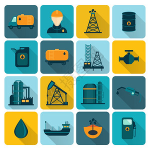 炼油化工石油开采炼油石油生产行业用油轮运输船舶符号图标平矢量插图插画