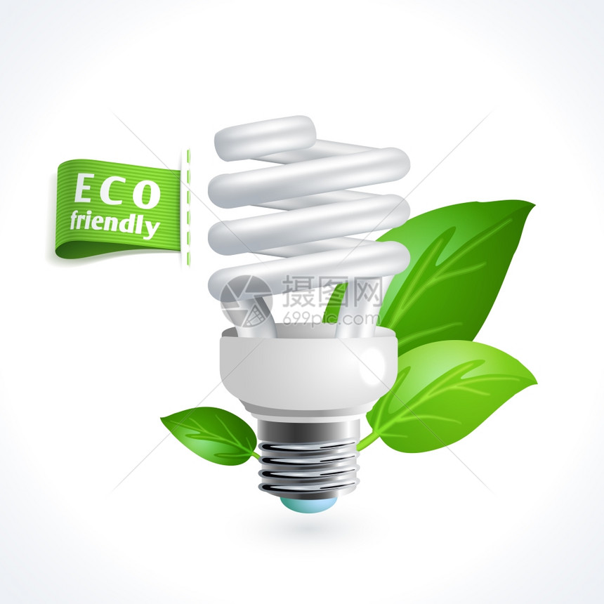 生态废物全球环境循环节能灯泡符号隔离白色背景矢量插图上图片