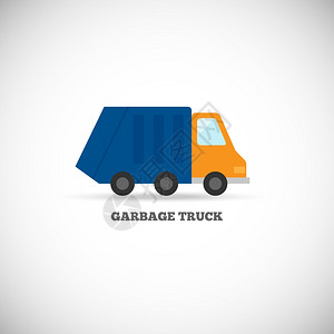 垃圾车与垃圾绿色垃圾回收符号图标隔离白色背景矢量插图图片