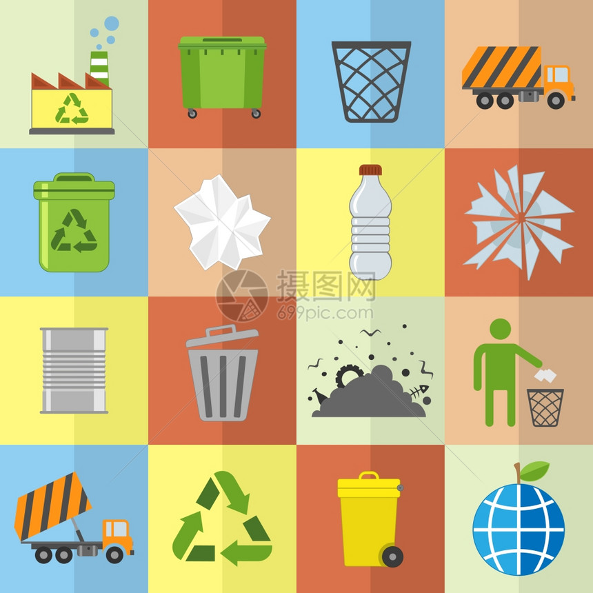 垃圾垃圾环境清洁卫生符号网站图标隔离矢量插图图片