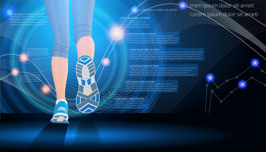 技术运动背景蓝色与女腿矢量插图图片