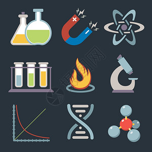 物理科学设备教学学教育图标矢量插图背景图片