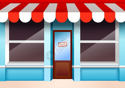 红色货架商店前窗口与空架矢量插图插画