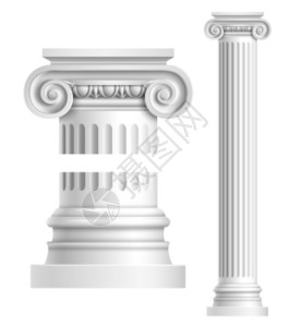 气柱拱门白色背景矢量插图上分离出真实的古董离子柱插画