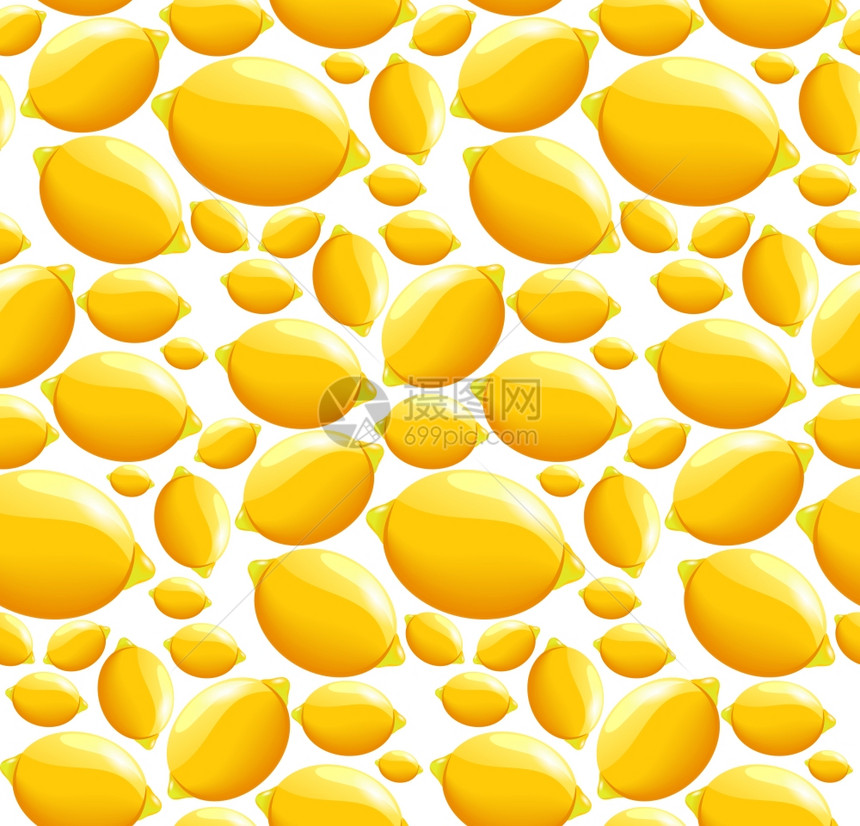 成熟新鲜天然机水果柑橘柠檬无缝图案矢量图图片