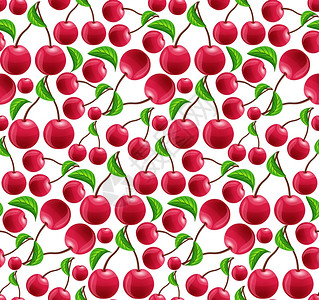 成熟新鲜天然机水果樱桃无缝图案矢量插图背景图片