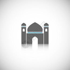 阿拉伯清真寺传统建筑图标隔离白色背景矢量插图上图片