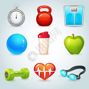 苹果设备运动健身现实图标矢量插图插画
