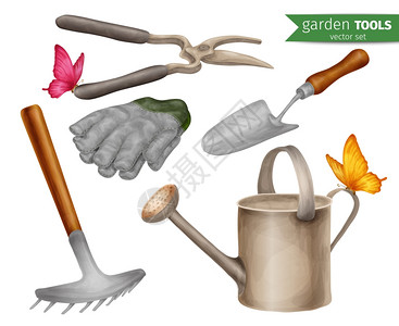 蝴蝶机图片园林工具农业设备装饰图标矢量插图插画