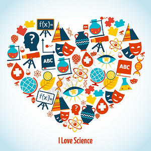 教育心脏与科学符号矢量插图图片
