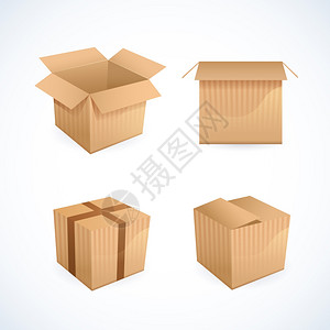 矢量纸箱盒子纸箱包装礼品送货图标隔离矢量插图插画