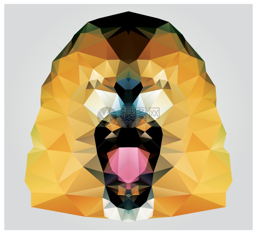 几何多边形狮子头,三角形图案图片