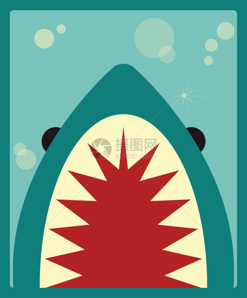 鲨鱼海报,矢量插图图片