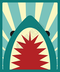 鲨鱼海报,矢量插图图片
