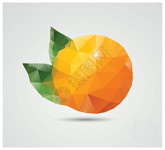 几何多边形水果,三角形,橙色,矢量插图图片