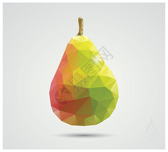 几何多边形水果,三角形,梨,矢量插图背景图片