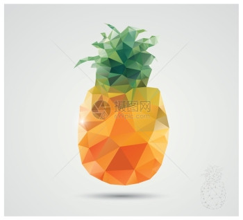 几何多边形水果,三角形,菠萝,矢量插图图片