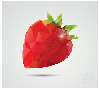 几何多边形水果,三角形,草莓,矢量插图图片