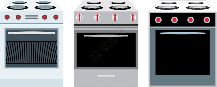烤箱素材炊具三种同的类型插画