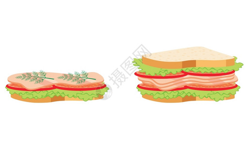 素食三明治两个三明治插画