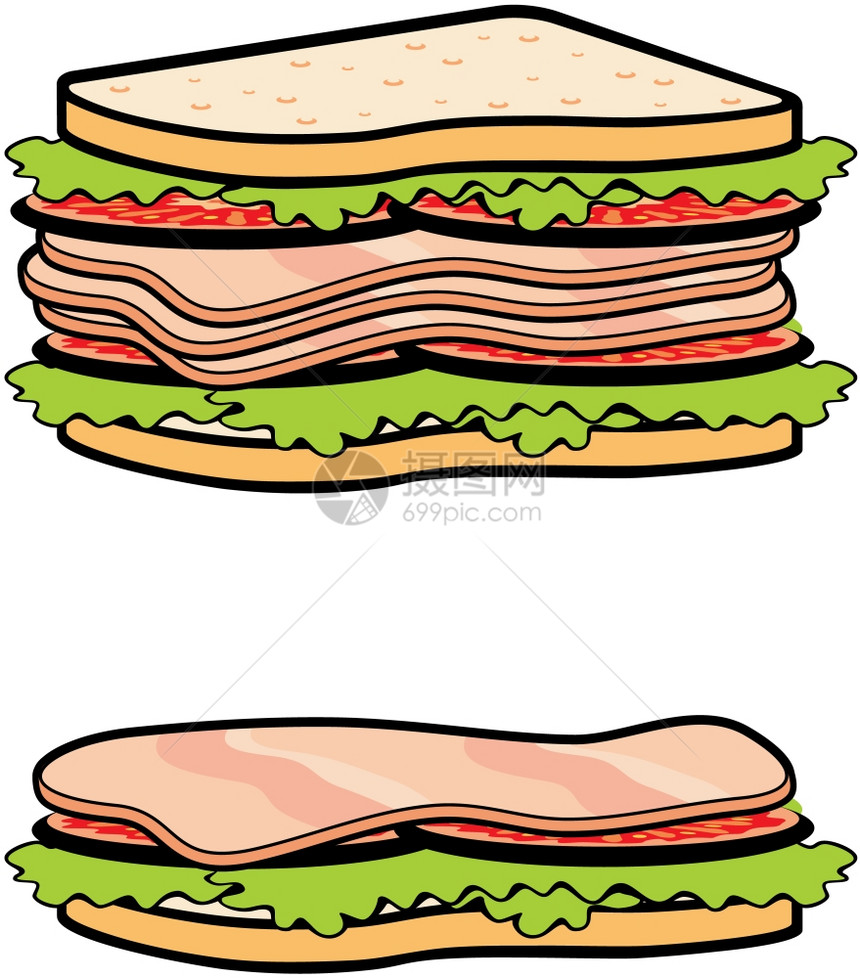 两个三明治图片