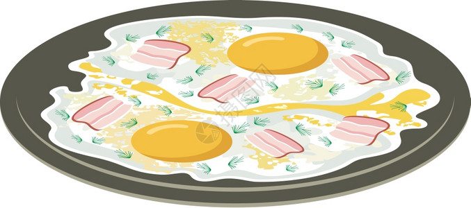 蛋黄煎饼煎鸡蛋加培根插画