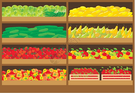 蔬菜水果商的蔬菜店插画