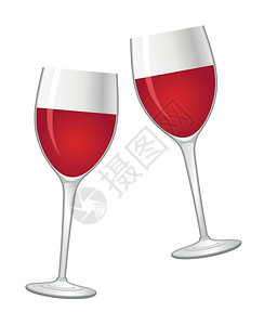 满杯百香果带红酒的眼镜插画