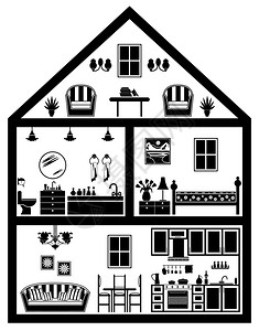房子的图标与规划的黑白图片