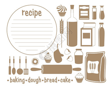 产品图标套用于烘焙的产品食谱插画
