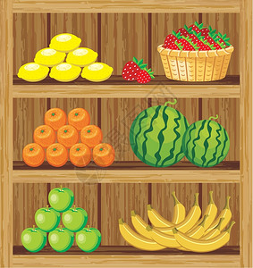 柠檬乐可商店里产品的木架的形象插画