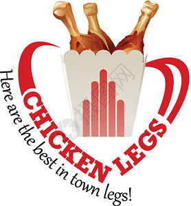 食品章素材快餐店菜单章标签鸡肉标志插画