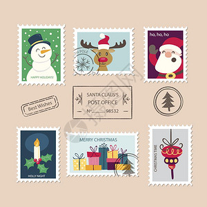 城市邮政集邮诞快乐城市邮政集邮矢量诞节背景图片
