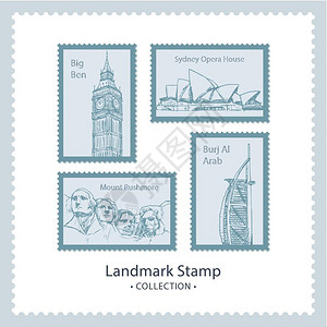 城市邮政邮票收集城市邮政邮票收集矢量图片