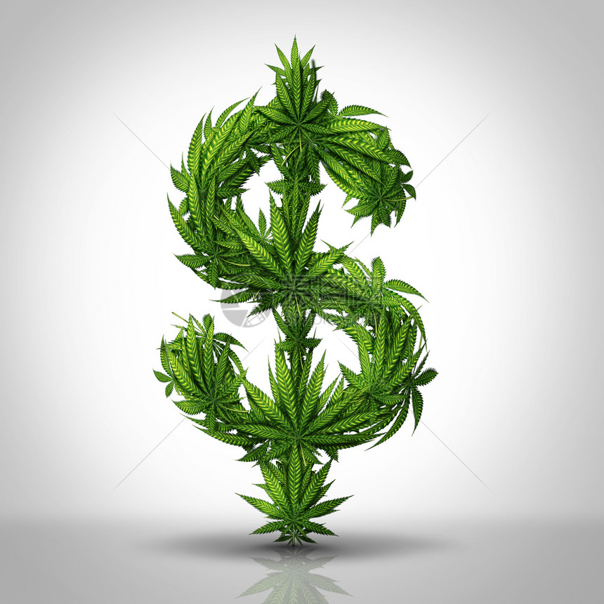 商业和工的概念是树叶以3d插图风格中的美元标志形式成图片