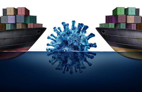 导出作为面临危险的冰山作为商业进口隐喻的3个插图要素商业进口作为面临危险的冰山货轮处理冠状或流感的货运物问题背景