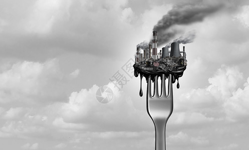 营养中的污染和食物及有毒污染如食用被污染的饭作为工业毒素或气候变化的叉子对身体有3个插图元素的影响背景图片