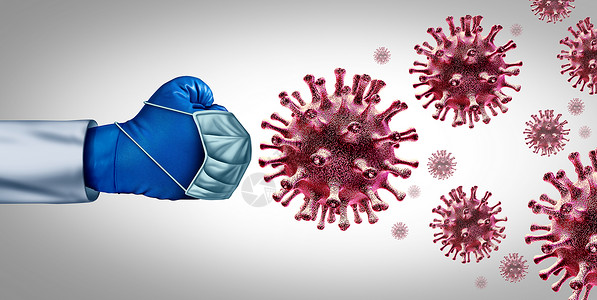 作为医生与一组传染病原体细胞进行抗争作为用3d插图元素研究治愈方法的保健比喻背景图片