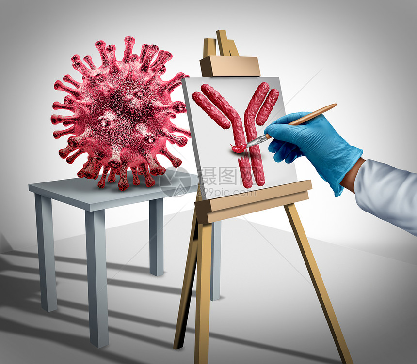 疫苗研制概念和流感或冠状医学研究作为免疫球泡或疾病控制由医生创建抗体用3个插图元素研究治疗方法图片