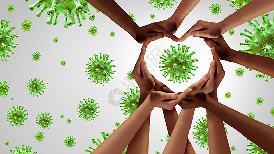 社区传播冠状大流行和冠状爆发流感行背景与危险的流感菌株病例一样危险作为医疗健康风险概念疾病细胞为3天背景图片