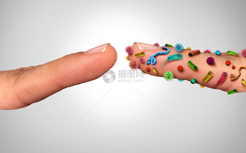 人类传染疾病播个人卫生概念作为细菌和的指头传播疾病作为毒接触概念受感染者有3个插图要素图片