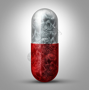 这个杀手处方药滥用概念是物成瘾对处方药上和过量服用处方药的健康危险和问题的一个社会象征设计图片