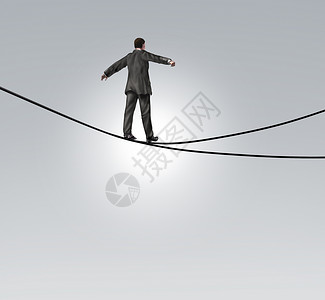 如何保持平衡商业持高度的钢丝或紧线走在高度的紧身线或丝上两条截然相反的方向是一种困难和危险的两处境从而保持平衡形成风险决定和选择商业概念设计图片