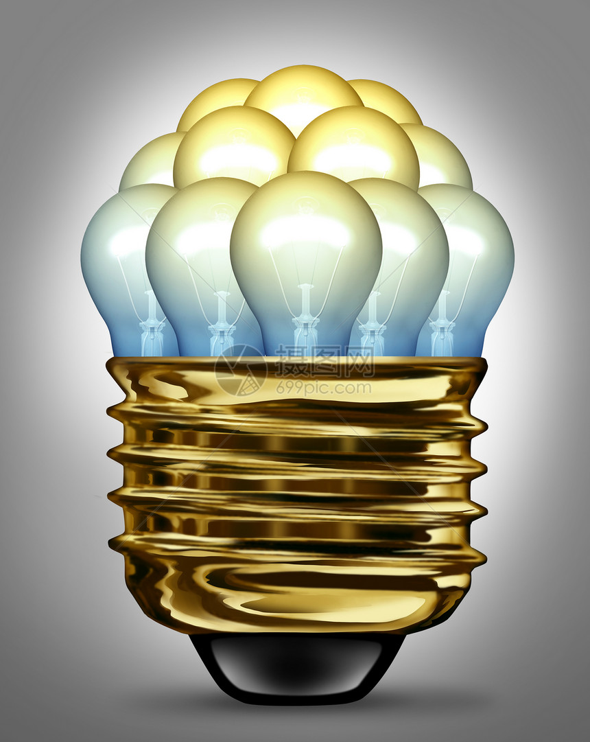 以联合团队组织起来的灯泡成创意伙伴关系概念作为共同努力促进创新成功的力量象征图片