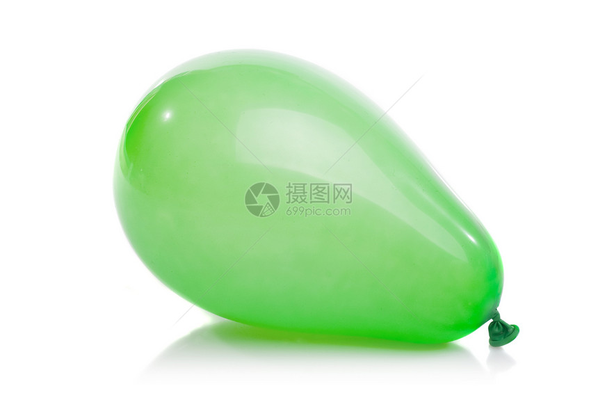 白色上隔离的绿气球图片