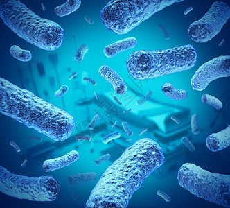 弯曲杆菌病医院细菌作为和胞在微生物空间漂浮作为医疗设施或生检查办公室细菌疾病感染的医疗概念设计图片