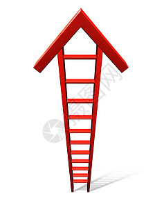 红色梯子帮助攀登高清图片
