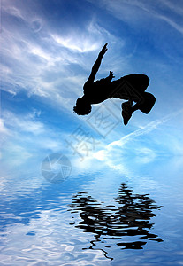 跳人对着蓝天和云彩的跳人图片
