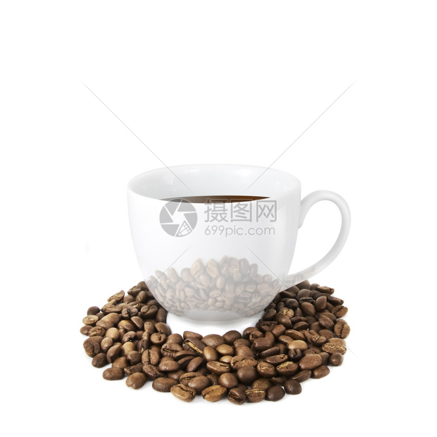 咖啡杯豆白图片