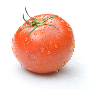 红西番茄上隔着水滴图片